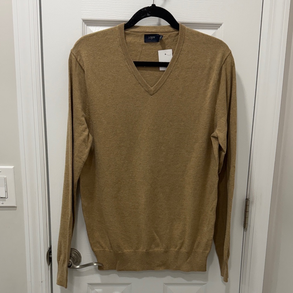 J. Crew Men's V-Neck Sweater in Camel